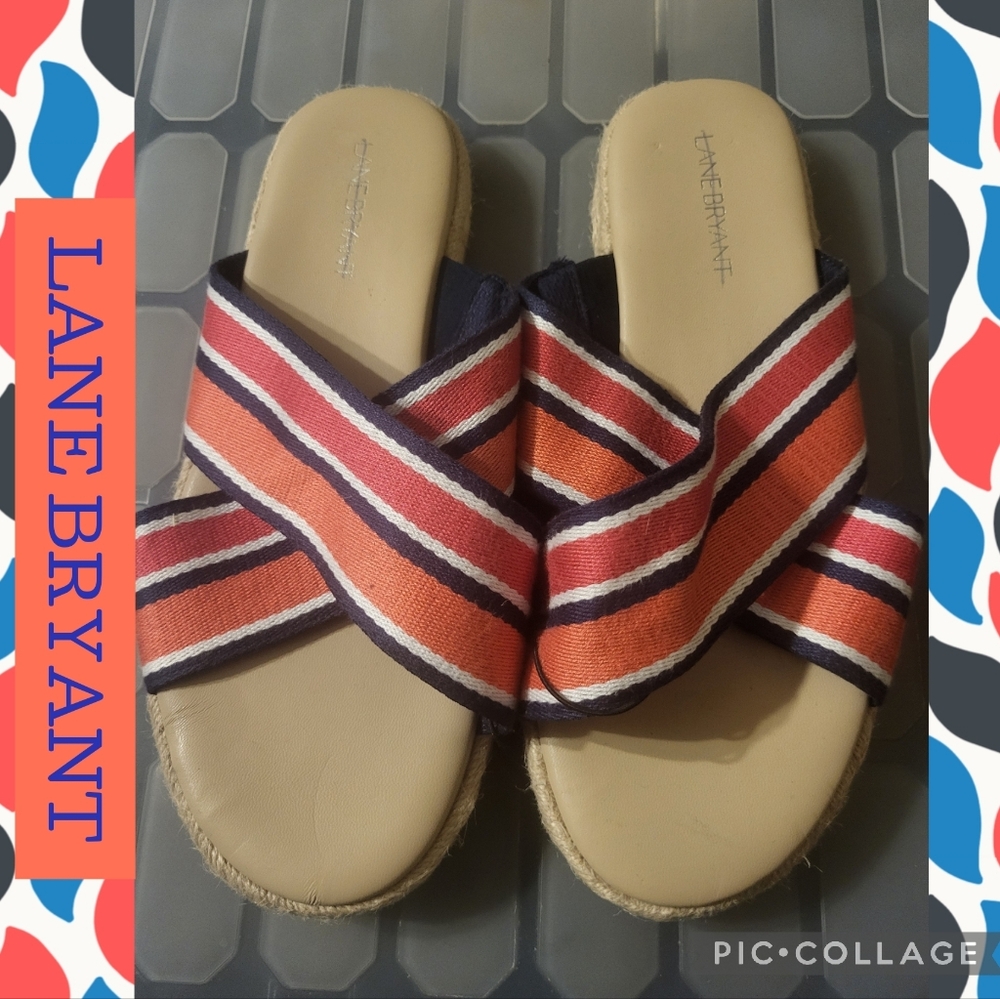 Lane Bryant Vibrant Striped Espadrille Sandals